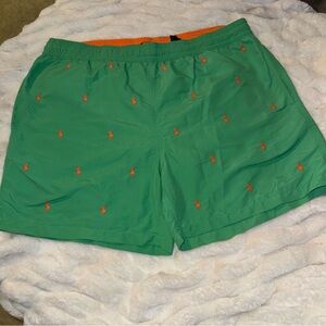 Polo Ralph Lauren Traveler Classic Swim Trunks Green And Orange Pony XLT